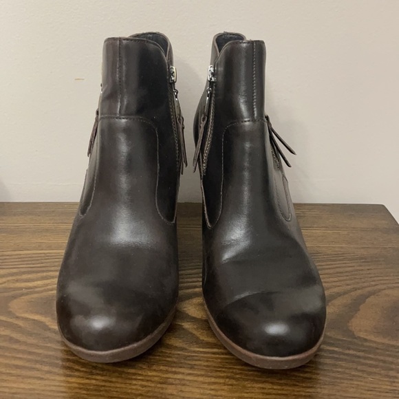 UGG Brown Lodge Meredith Shearling Lined Wedge Ankle Boots Size 10 - Picture 5 of 11